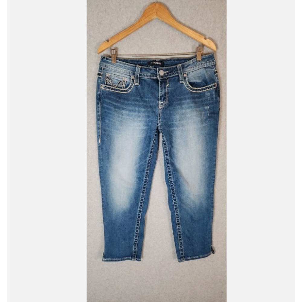 Vigoss Dublin Crop Straight Jeans Women's Size 11/12 Heritage Fit Thick Stitch - Picture 12 of 12